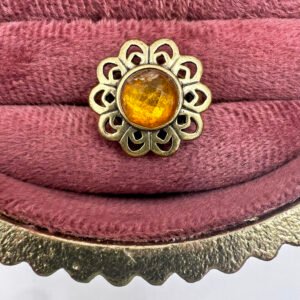 Vintage Amber-Tone Floral Ring
