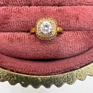 Gold Cushion-Cut Halo Ring