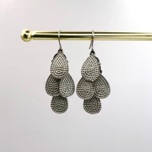 Layered Silver Teardrop Dangle Earrings