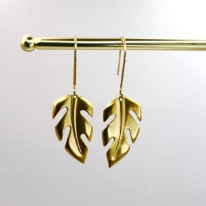 Gold Monstera Leaf Earrings