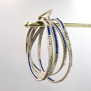 Blue & Neutral Wrap Beaded Bracelet