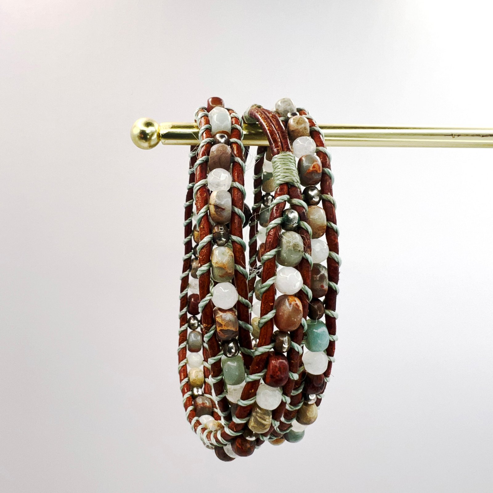 earthy-toned-wrap-beaded-bracelet