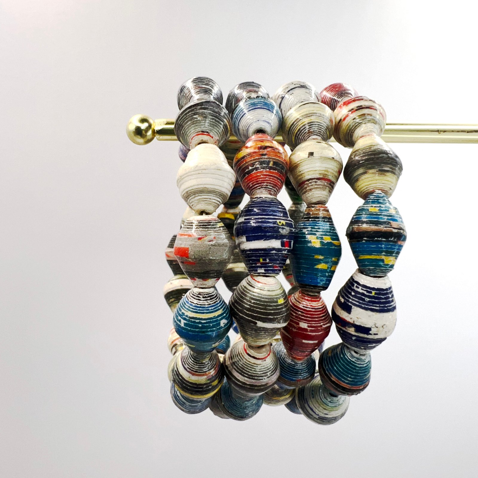 recycled-paper-bead-stretch-bracelets