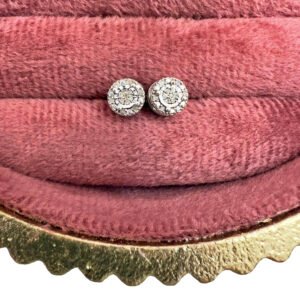 Silver Crystal Halo Stud Earrings