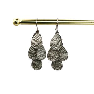 Layered Silver Teardrop Dangle Earrings