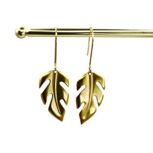Gold Monstera Leaf Earrings