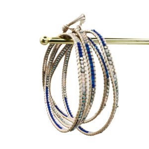 Blue & Neutral Wrap Beaded Bracelet